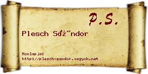 Plesch Sándor névjegykártya